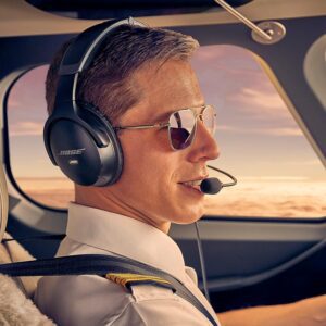 Bose A30 Aviation Headset with Bluetooth, Lightweight Comfortable Design, Adjustable ANR and Noise Cancelling [Dual Plug] – Black