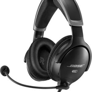 Bose A30 Aviation Headset with Bluetooth, Lightweight Comfortable Design, Adjustable ANR and Noise Cancelling [Dual Plug] – Black
