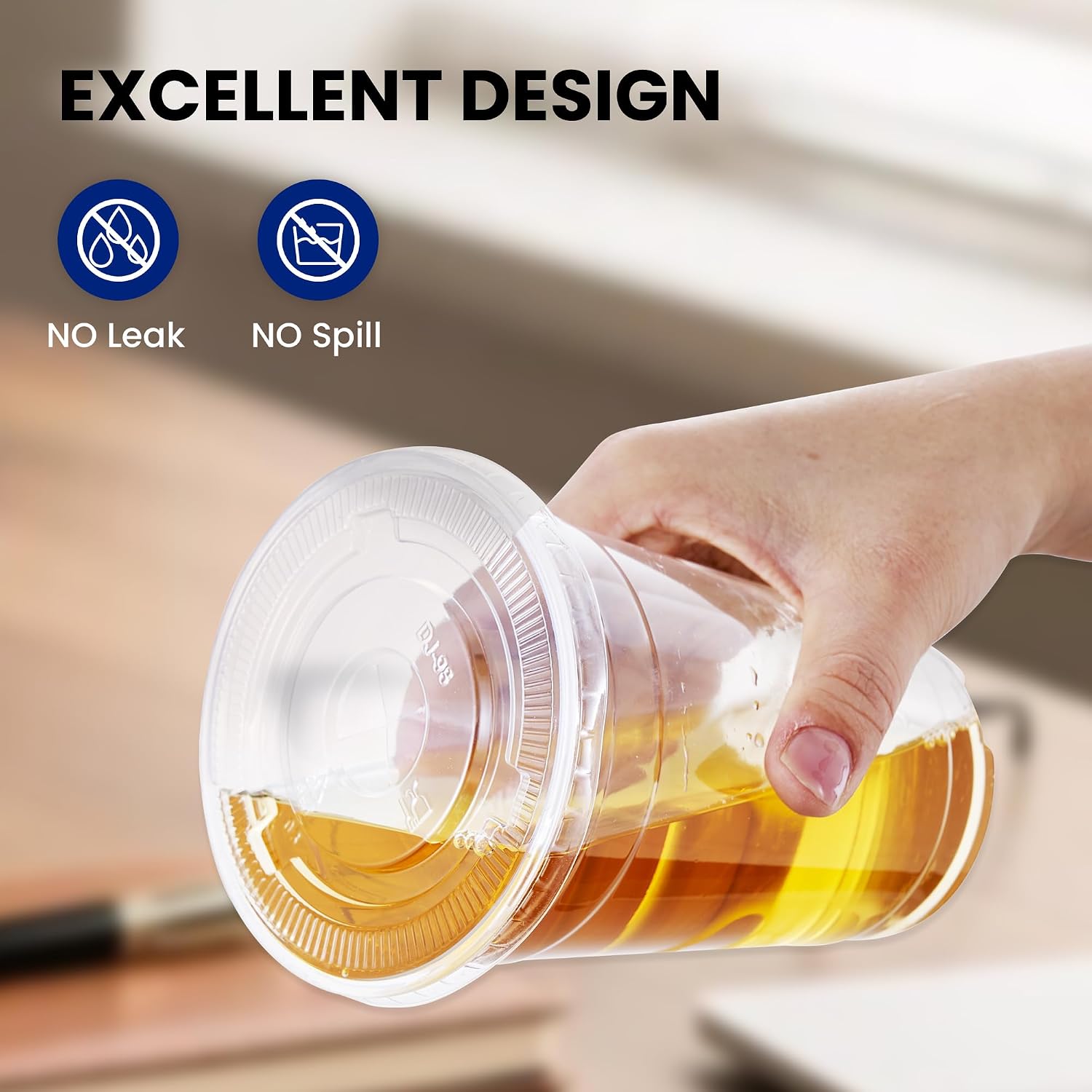 100 Pack 16 oz Clear Plastic Cups with Lids and Straws, Organized Dispenser Box, Heavy Duty Disposable Iced Coffee Cups, Crystal Clear Smoothie To Go Cups, PET, BPA Free - Image 8