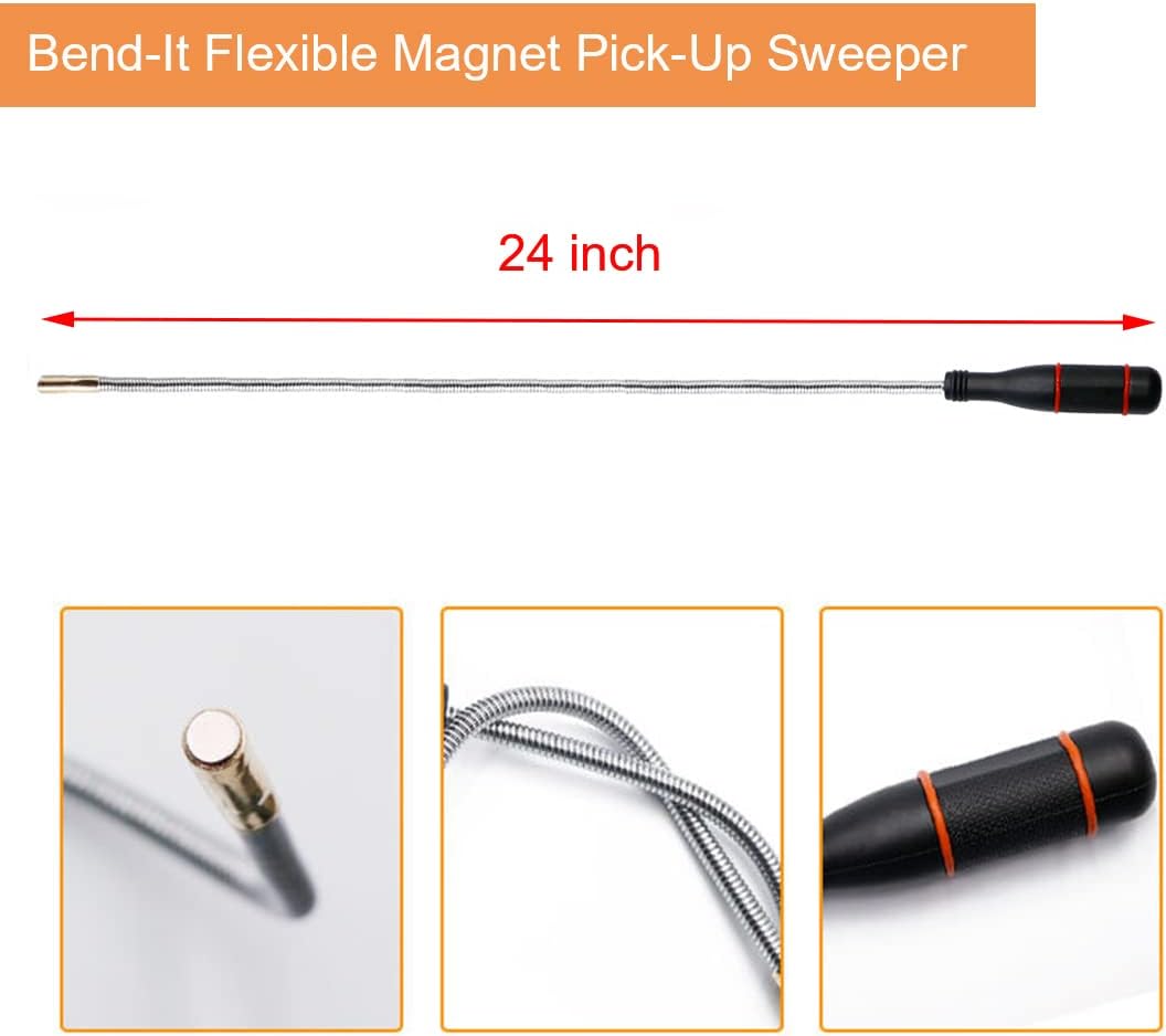 4 Pack Telescoping Magnet Pick-up Tool Set - Retrieving Pickup Tools,Extendable Pick Up Tools,Bendable Spring Magnet Stick,Flexible Extra Long Reach Bendable Curve Grabber with 4 Claws - Image 3