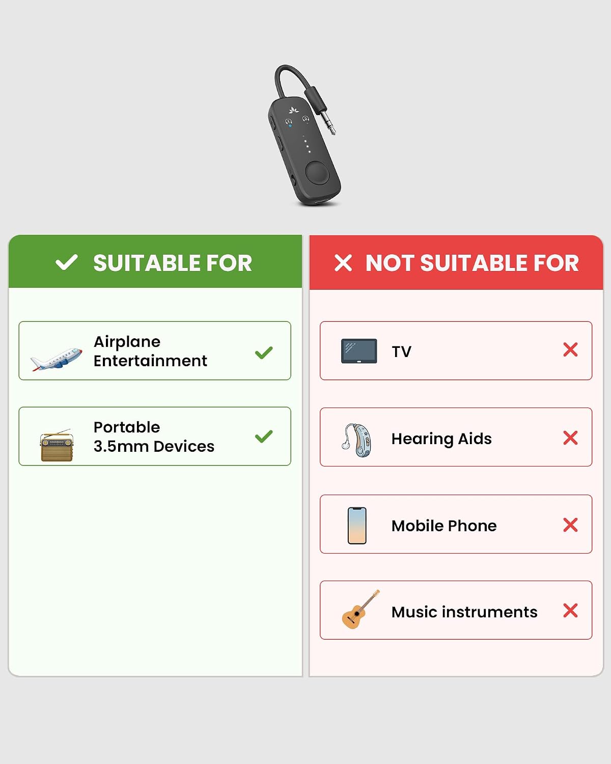 Avantree Relay – Airplane Bluetooth Adapter for 2 AirPods or Headphones | Future-Proof Firmware Upgradable, Qualcomm aptX Adaptive, 25H Battery, 3.5mm AUX Transmitter for Flight Travel & Gym - Image 3