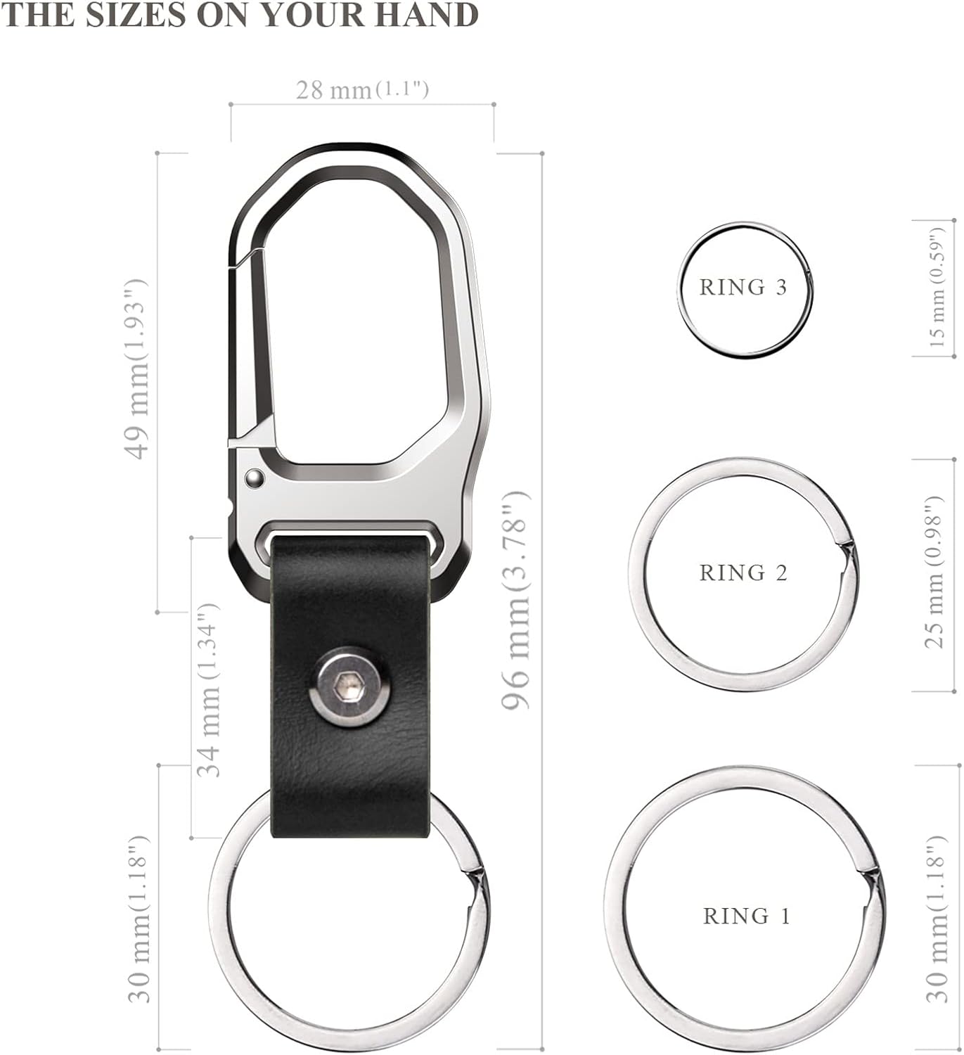 Car Keychain Carabiner Leather Key Ring Clip Key Chain for Men and Women - Image 7