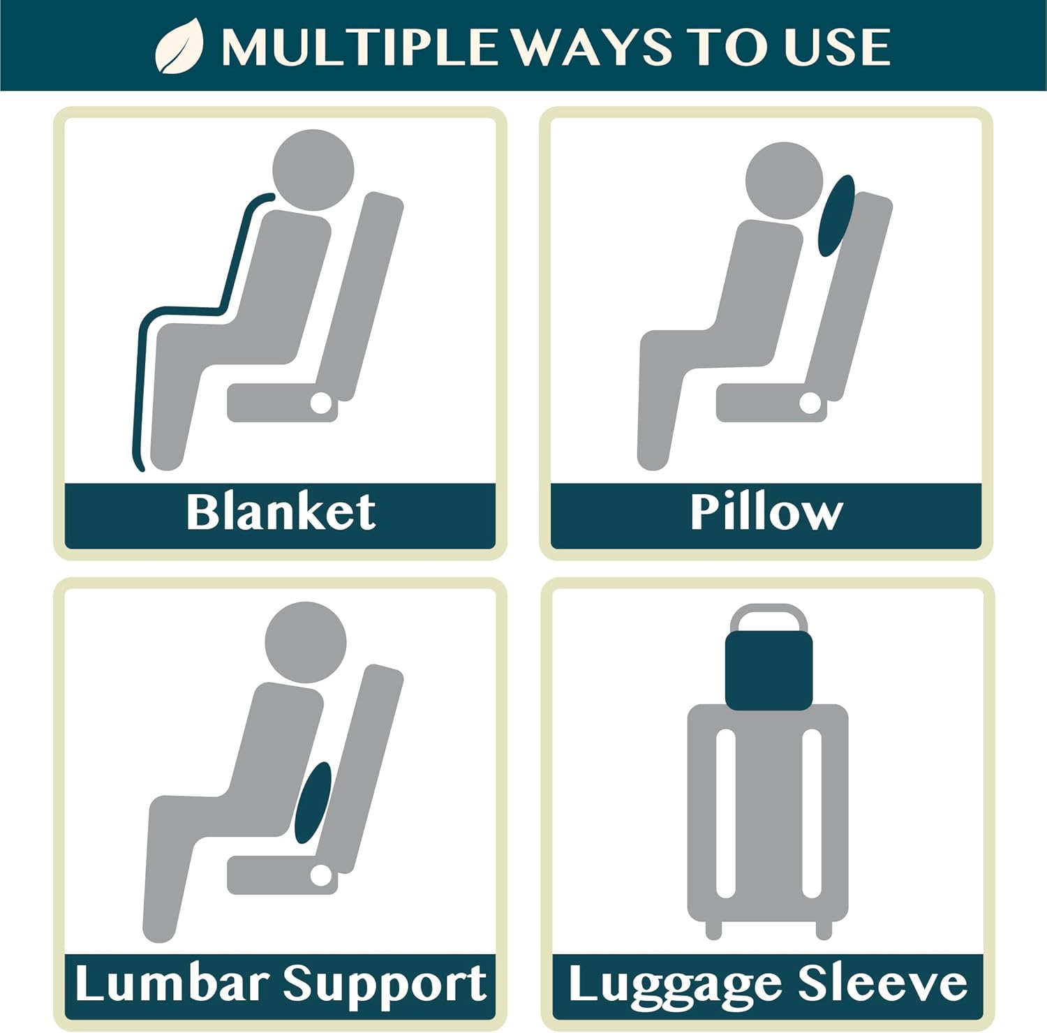 PAVILIA Travel Blanket Compact, Airplane Packable Bag, Soft Fleece Portable Throw Pillow Combo Set, Plane Flight Car Trips Essentials Gift Accessories, Luggage Backpack Clip, Navy Blue, 65 x 40 inch - Image 7