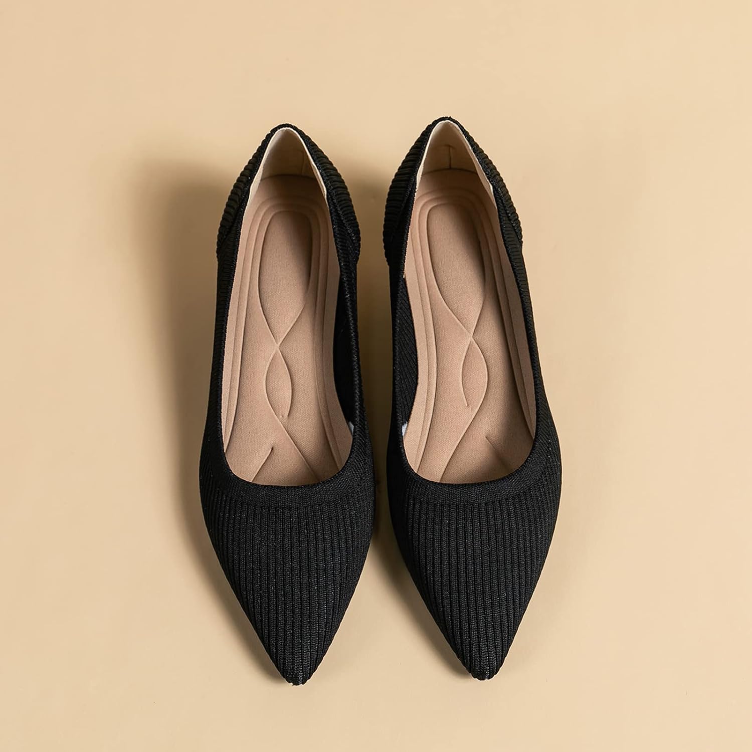 youngshow Women's Pumps Kitten Heels Pointed Toe Knit Slip On Comfortable Casual Formal Dress Shoes - Image 4