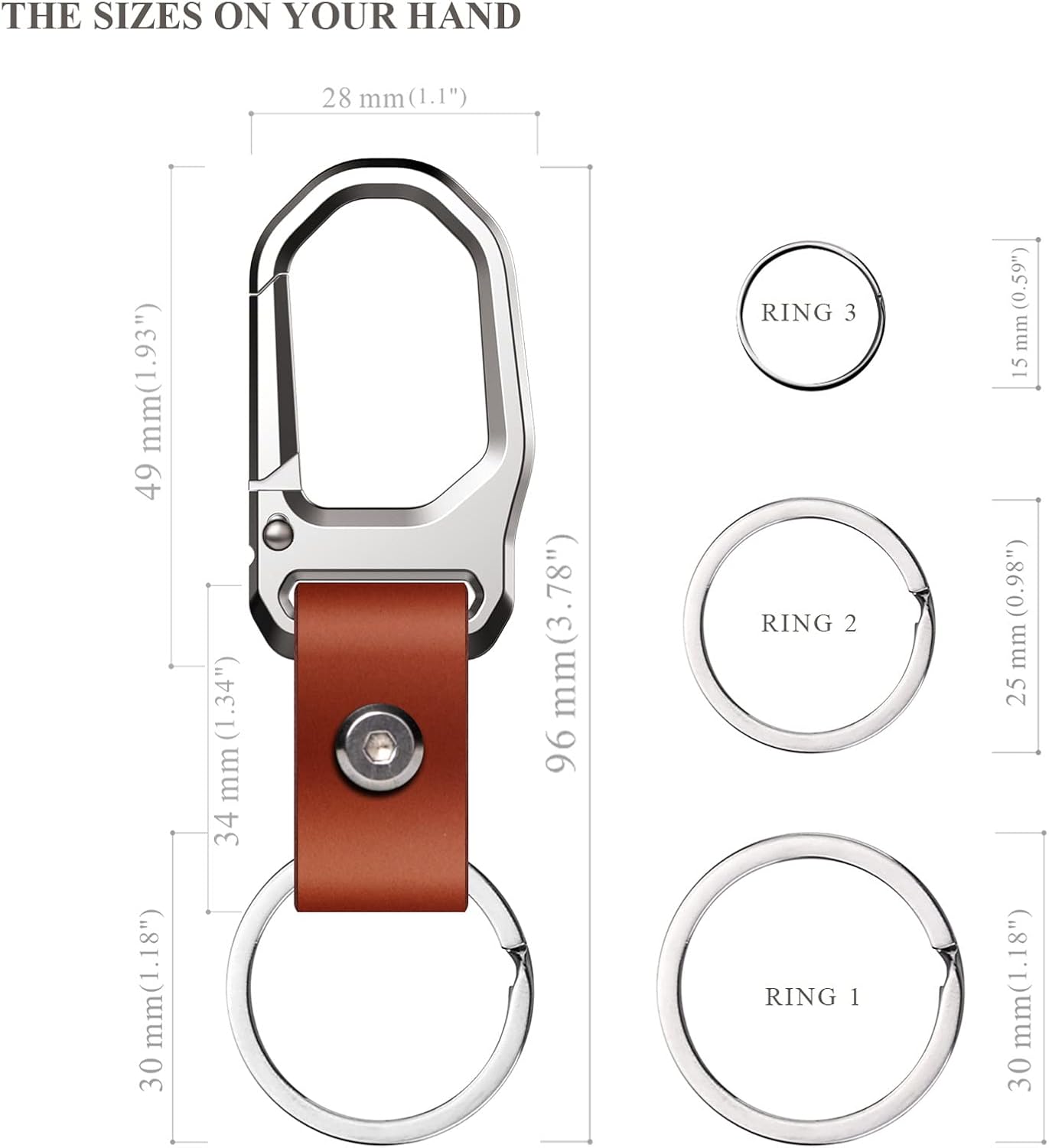 Car Keychain Carabiner Leather Key Ring Clip Key Chain for Men and Women - Image 7