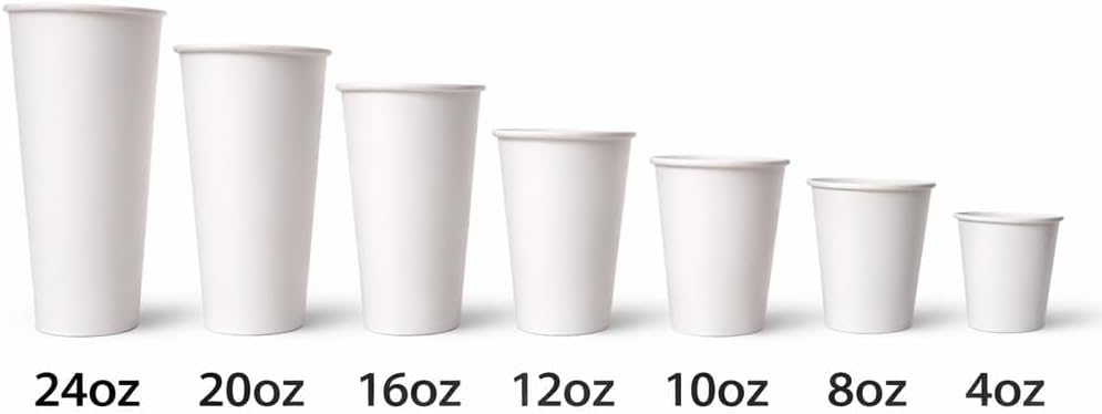 Sierra 8oz Disposable Paper Hot Cups with White Lids, 1000 Count White Coffee Cups & 1000 Count Sip-Through Lids for Coffee, Tea, Offices, Cafes & Restaurants - Image 6