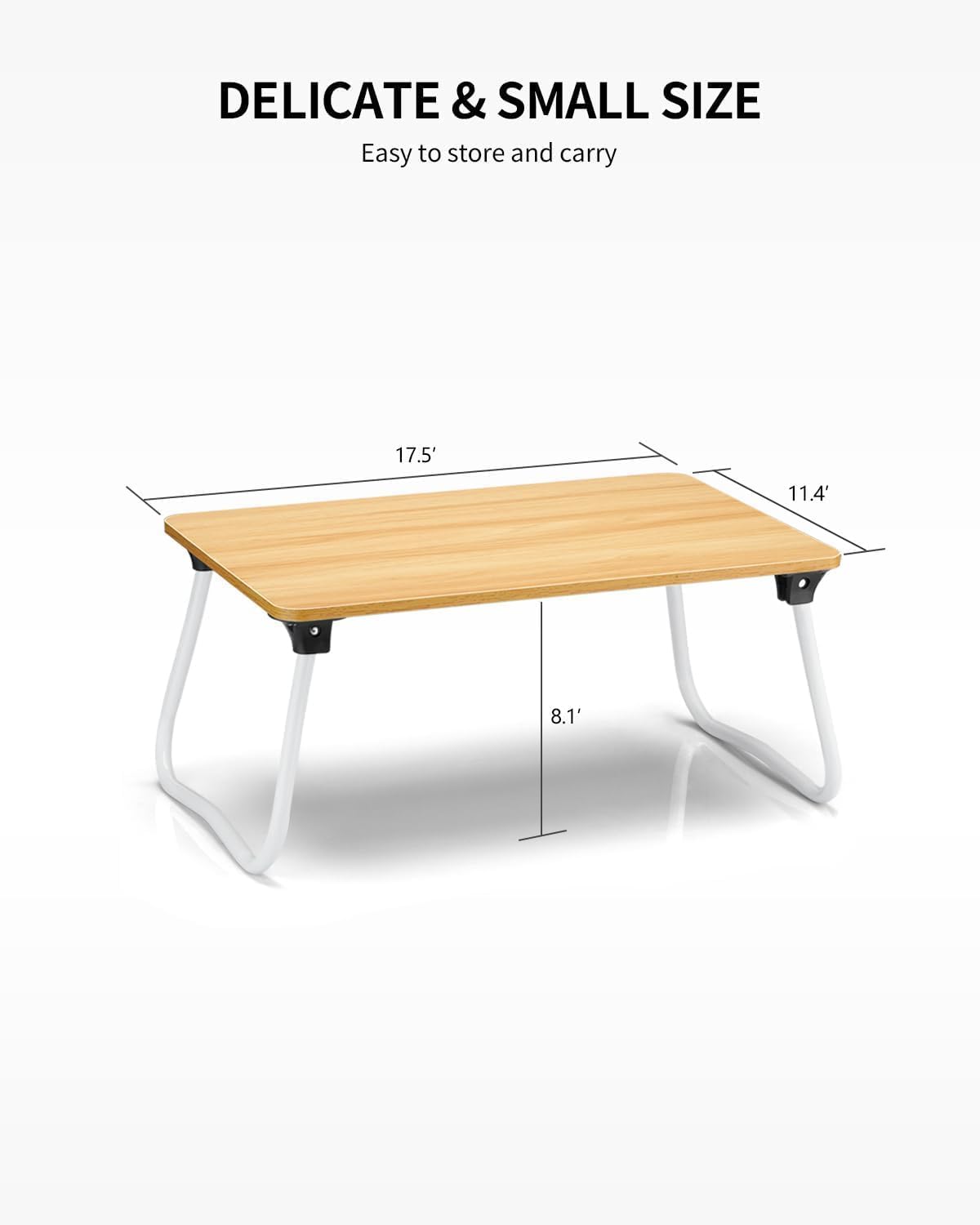 Ruxury Foldable Lap Desk Laptop Stand Bed Desk Table Tray, Breakfast Serving Tray, Portable & Lightweight Mini Table, Lap Tablet Desk for Sofa Couch Floor - Wood - Image 3