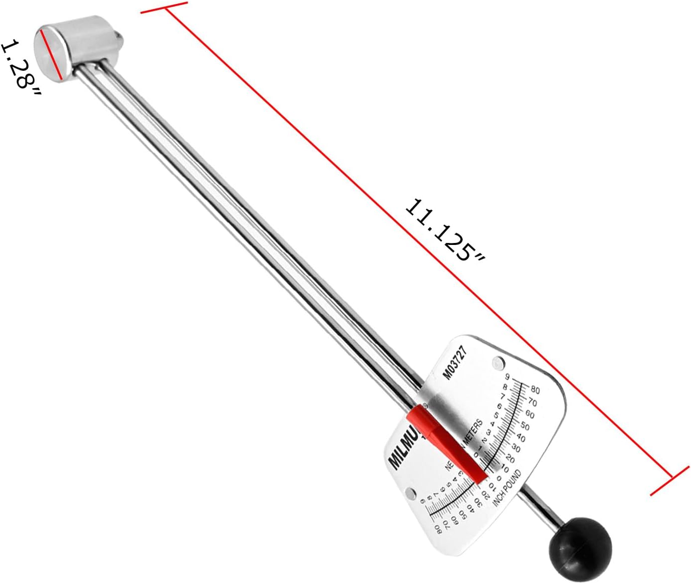 MILMUMU 1/4" Drive Beam Torque Wrench Precision Instrument-Compatible with SAE and MM Bicycle and Automotive Wrench -0-80 Inch-Pounds, 0-9 Newton Meters - Image 5