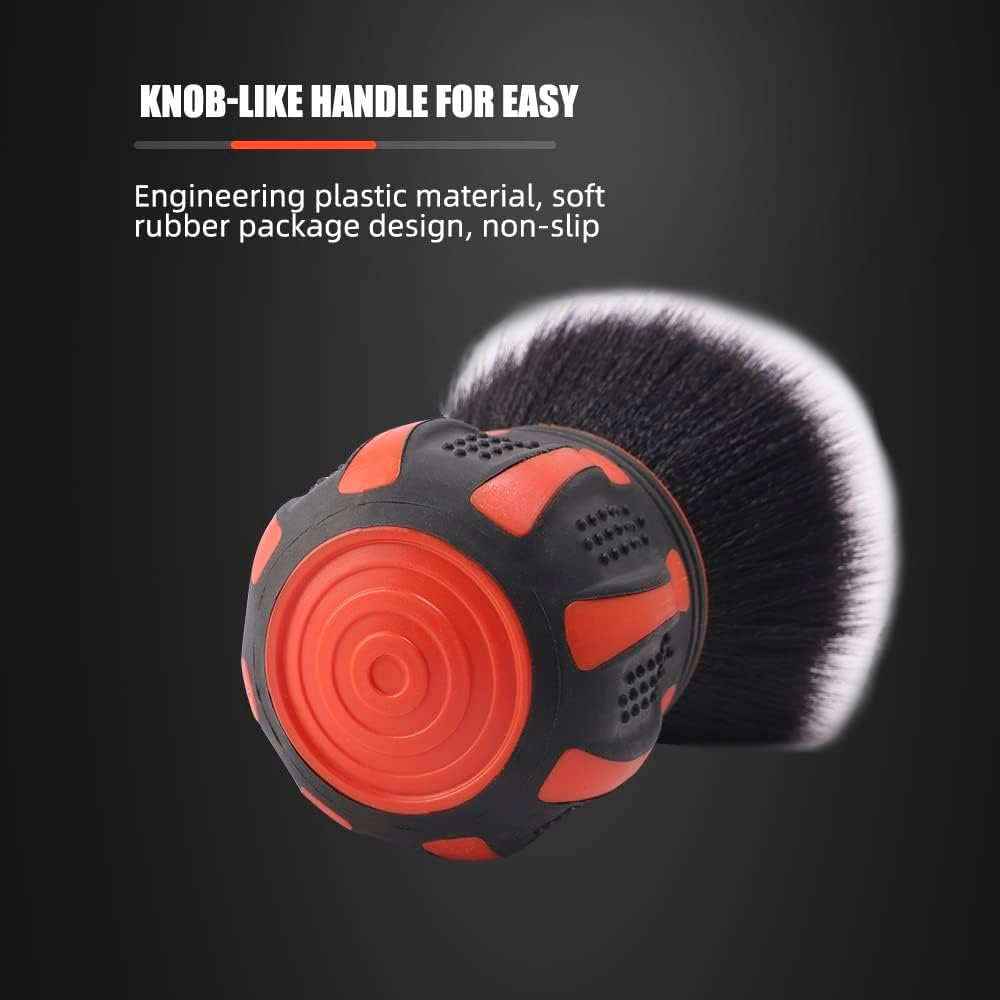 SPTA Ultra Soft Detailing Brush, Car Detail Brush, Orange Handle XL Synthetic Brush - Ultra Soft Bristles, Comes with Storage Rack, Covers Large Area Inside or Outside Vehicles - Image 4