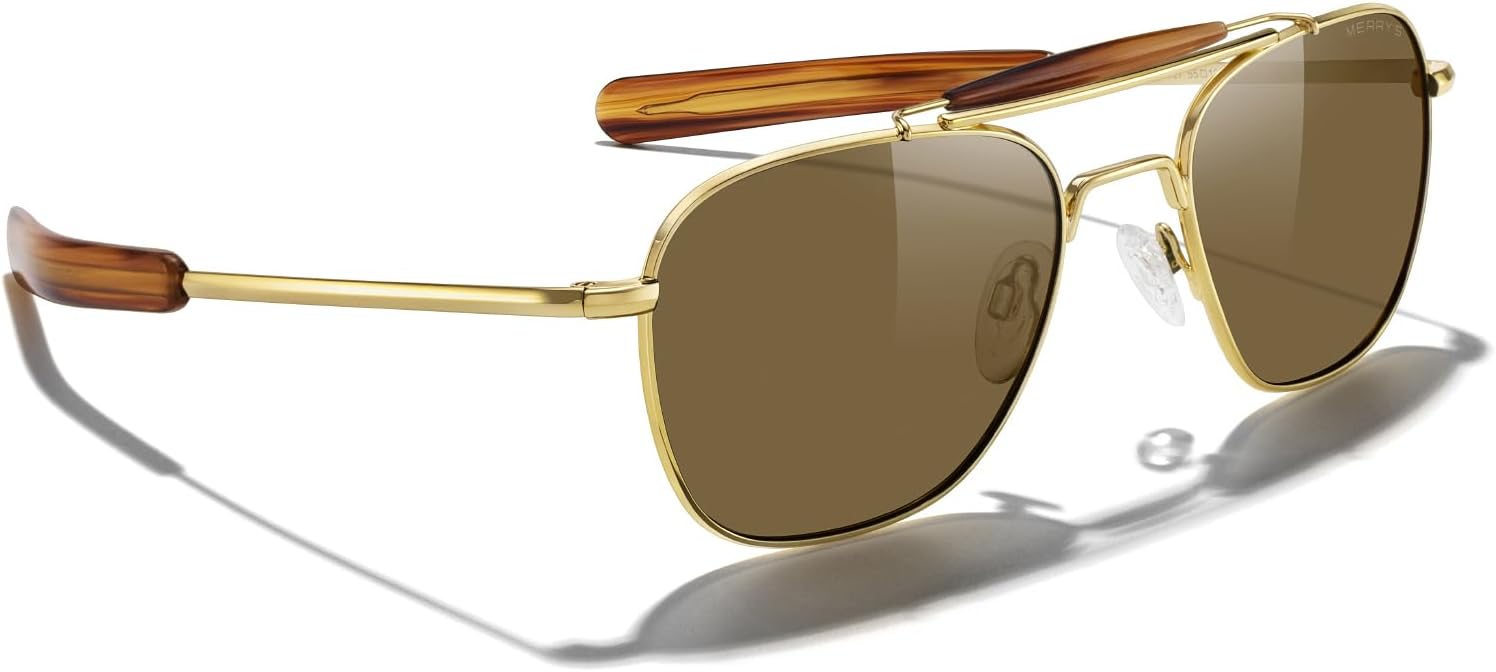 MERRY'S Classic Square Aviator II Military Polarized Sunglasses for Men or Women S8637 - Image 6