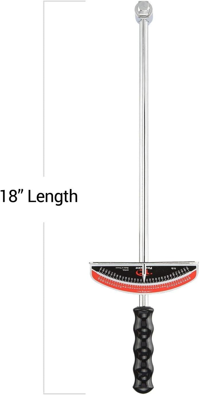 Tooluxe 03703L Dual Drive Beam Style Torque Wrench | 3/8” & ½” Drives | 17” Length | 0-150 Ft-Lbs | SAE | Premium Steel Alloy - Image 6