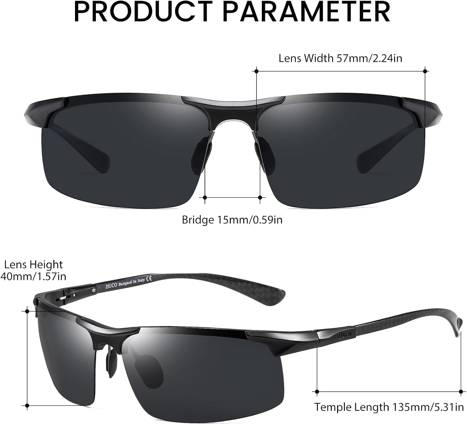 DUCO Polarized Sunglasses Mens Ultralight Carbon Fiber Sun Glasses for Men Driving Sports Fishing UV400 Protection DC8277 - Image 3