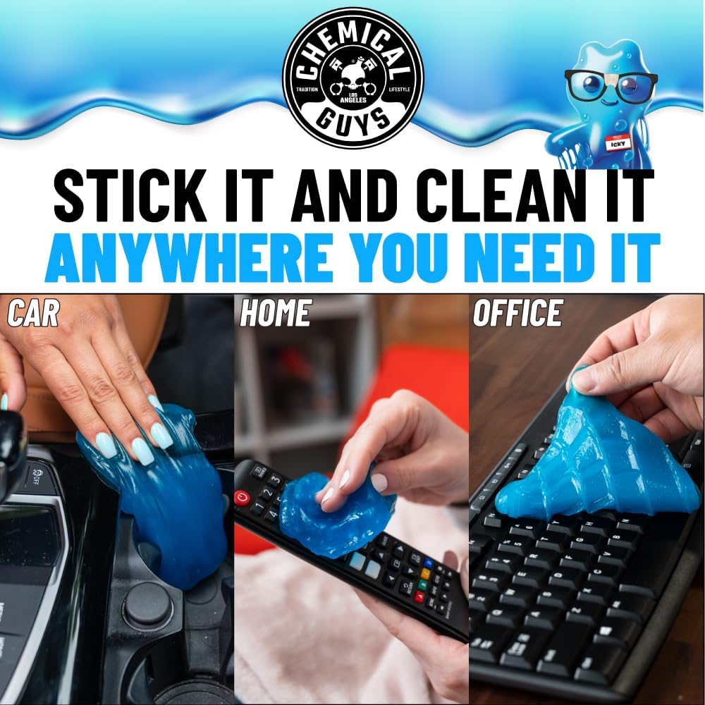 Chemical Guys Sticky Icky Car Cleaning Gel, Green Apple, Interior Car Cleaner, Reusable Automotive Crevice & Interior Dust Cleaner for Air Vents, Consoles, Cup Holders & Keyboards, 4 Pack (100g Each) - Image 4