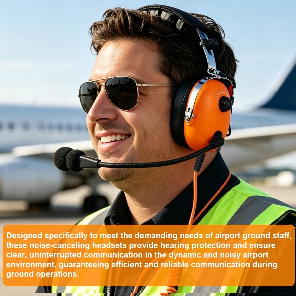 Aviation Ground Crew Headset, NC Mic, PTT, Comfort Pads, 6ft Cord w/ Plug - Image 5