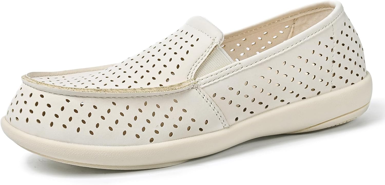 Womens Slip On Shoes, Casual Breathable Boat Loafers with Arch Support | Comfortable Orthopedic Shoes for Plantar Fasciitis, Perforated Hollow Rounded Toe Box, Ideal for Walking, Travel, Shopping - Image 8