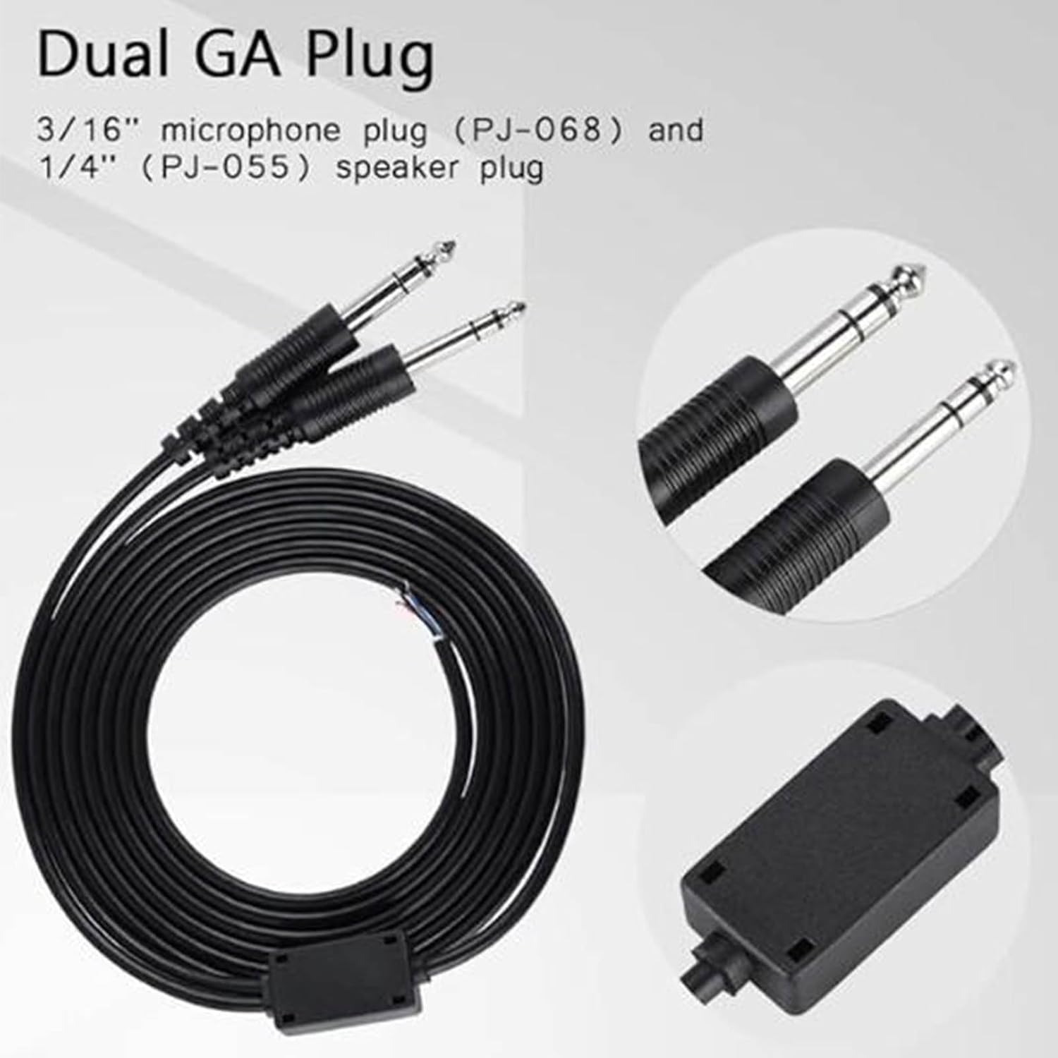 GOWENIC Aviation Headphone Cable, Replacement Aviation Headset Cable for David Clark AVCOMM with Dual GA Plugs, 6.6ft Length - Image 6