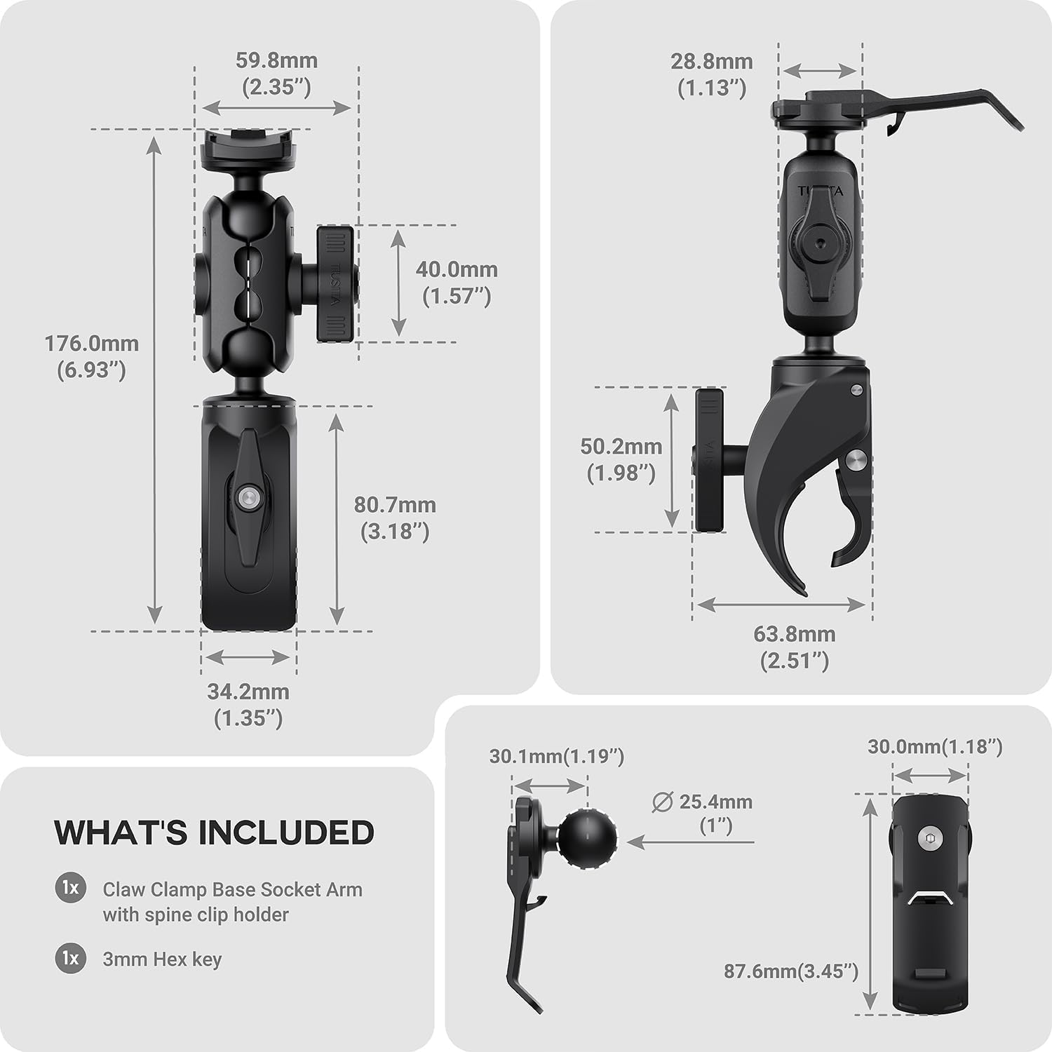 TUSITA Motorcycle ATV/UTV Mount Compatible with Garmin Handheld GPS - Claw Clamp Base - Image 3
