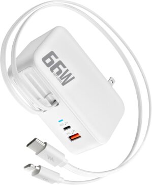 66W 4 in 1 Retractable Wall Charger...