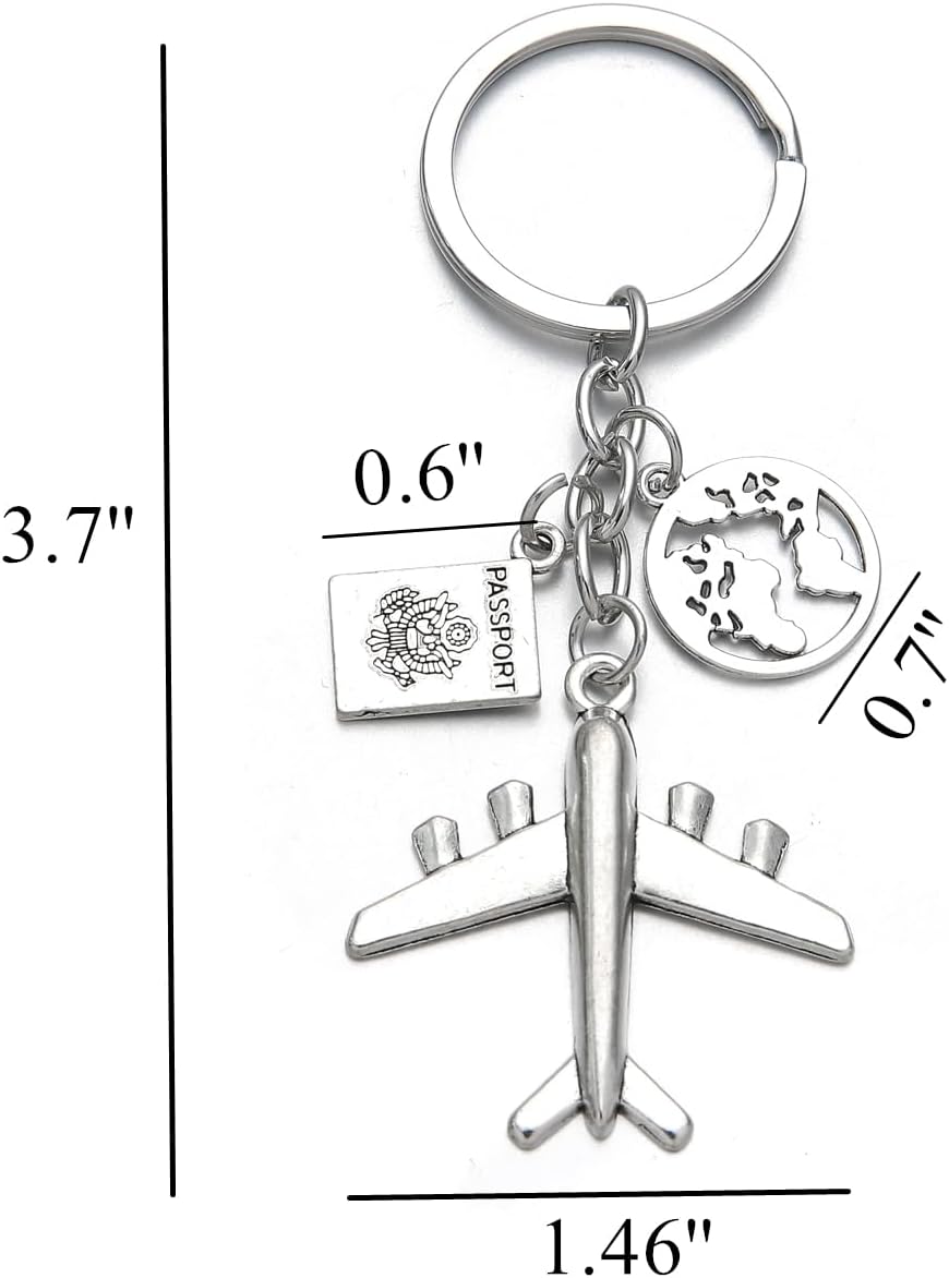 PHAETON 20PCS Earth Airplane Keychains Pilot Aviator Key Chains Journey Aircraft Airplane Pendant Travel Keyring Friendship Jewelry Diy Handmade Freedom Gift For Traveler - Image 2