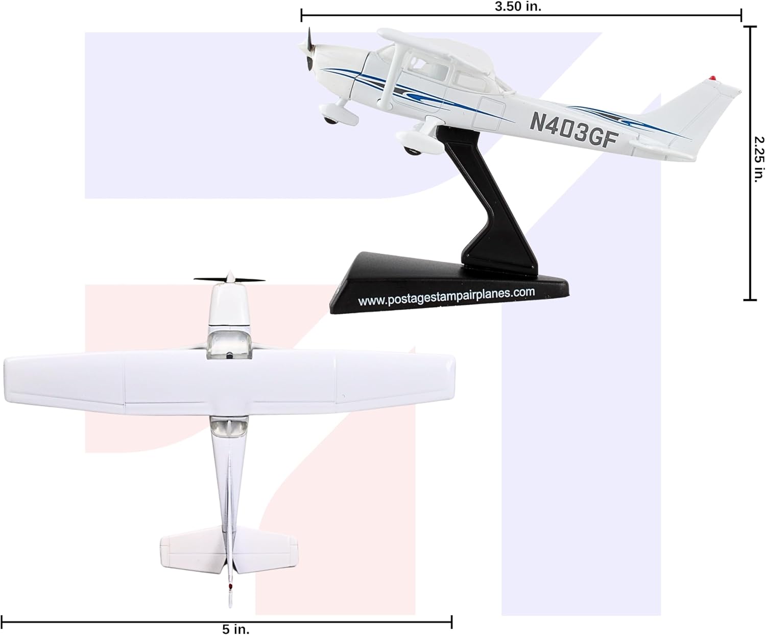 Postage Stamp Cessna 172 Skyhawk® 1:87 Scale Diecast Model Airplane — Officially Licensed Die-Cast Metal Collectible with Display Stand by Daron – for Ages 14+ - Image 8