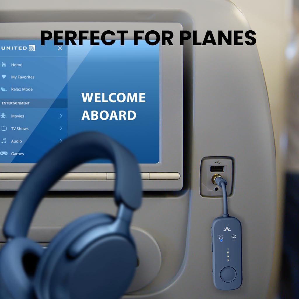 Avantree Relay – Airplane Bluetooth Adapter for 2 AirPods or Headphones | Future-Proof Firmware Upgradable, Qualcomm aptX Adaptive, 25H Battery, 3.5mm AUX Transmitter for Flight Travel & Gym - Image 2
