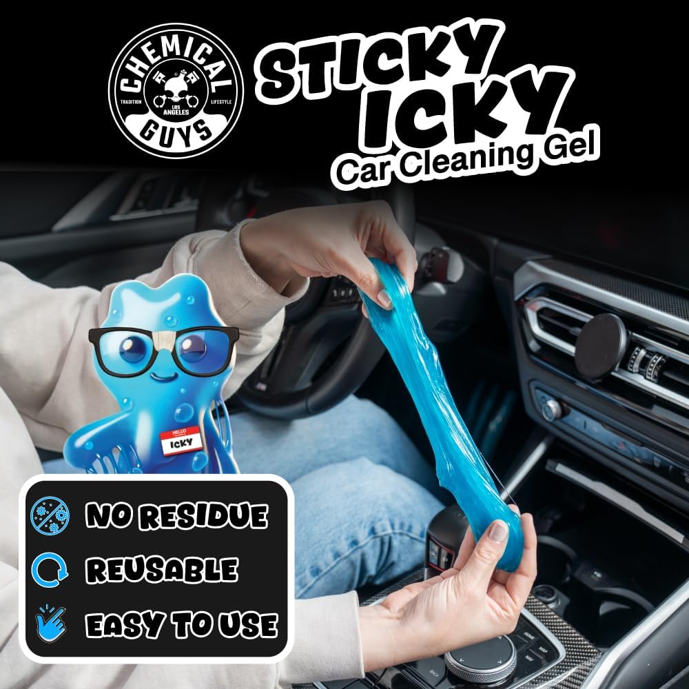 Chemical Guys Sticky Icky Car Cleaning Gel, Green Apple, Interior Car Cleaner, Reusable Automotive Crevice & Interior Dust Cleaner for Air Vents, Consoles, Cup Holders & Keyboards, 4 Pack (100g Each) - Image 2