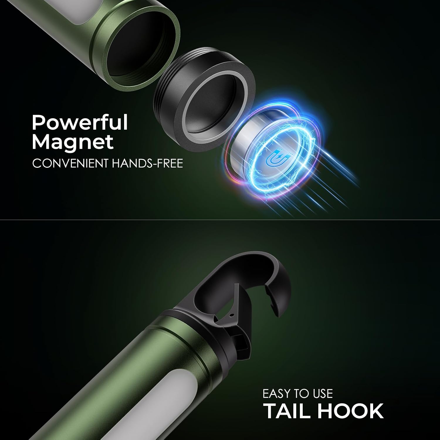 ADDplus Magnetic Flashlight Rechargeable,2000LM 5000mAh Flashlights High Lumens with 18 Modes,Waterproof, Adjustable,Powerful Flash Light,Multi-Flashlights for Home,Car,Hiking,Camping(1, Green) - Image 6