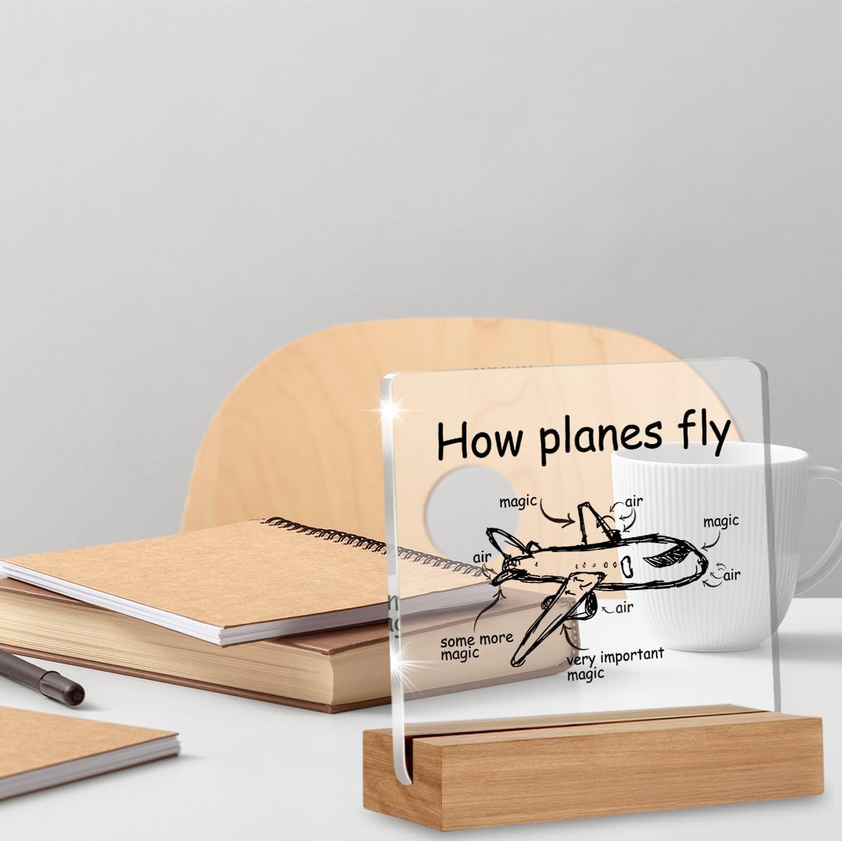 Pilot Gifts for Women Men, Aviation Gifts for Flight Attendants Captains Airplane Mechanic Aerospace Engineers, How Planes Fly Acrylic Plaque Desk Sign Decor 4 × 4 Inches - Image 4
