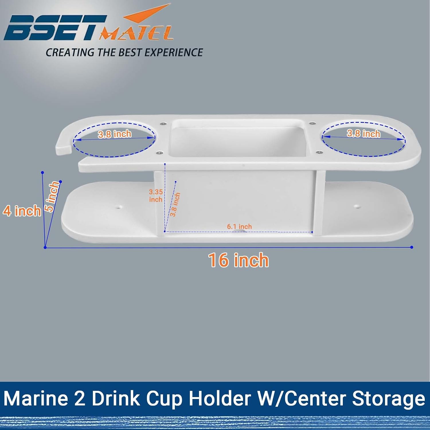 Marine Cup Holder with Storage - Reinforced Stainless Steel Core (Anti-Warp) - Heavy Duty Boat Console Organizer Caddy - Fits Mugs, Tumblers & Phones - Drill-Free Adhesive or Screw Mount - Image 2