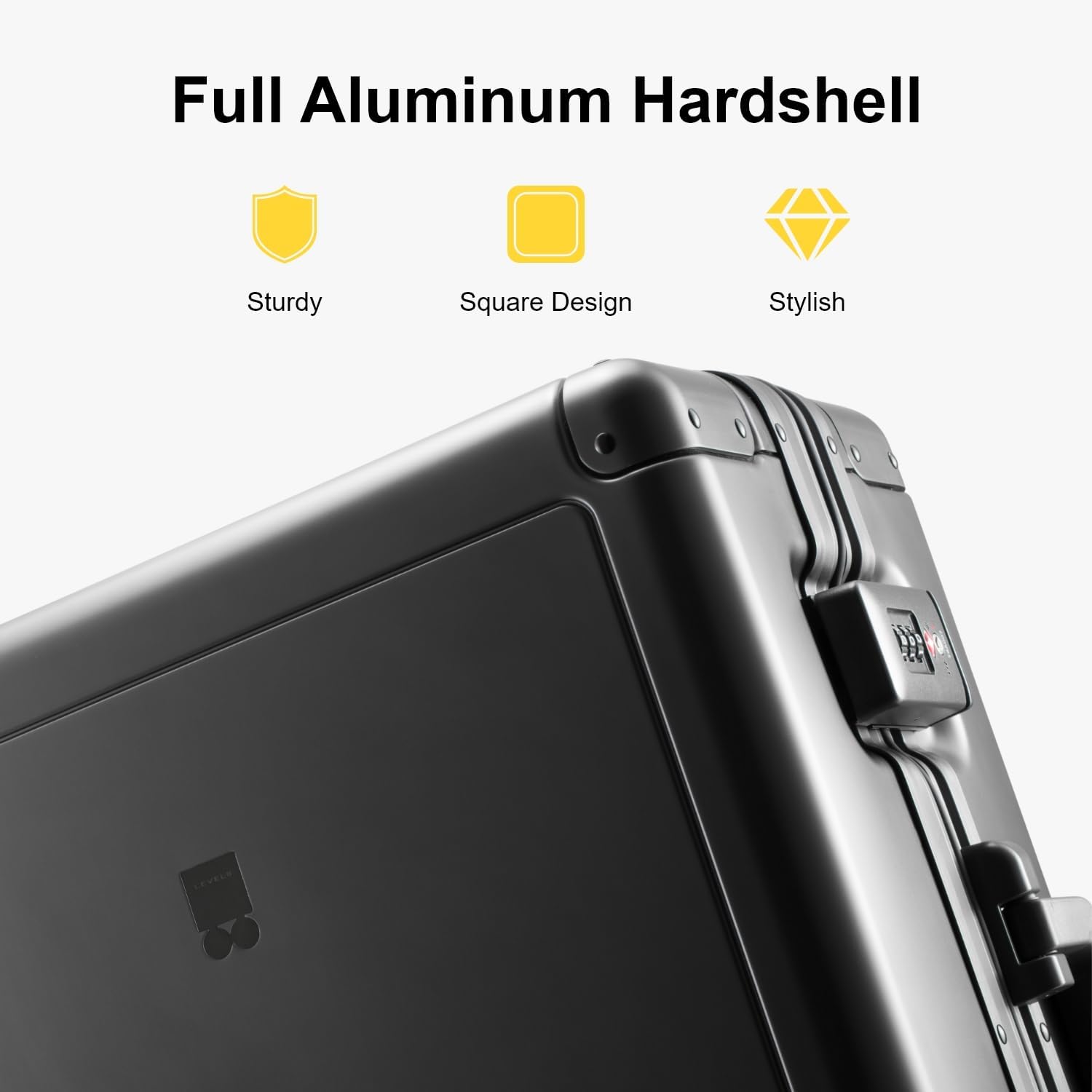 LEVEL8 Gibraltar Aluminum Zipperless Luggage 20 Inch, Hardside Carry on Suitcases with Wheels Tsa Lock, 8 Spinner Wheels, Dark Grey - Image 3