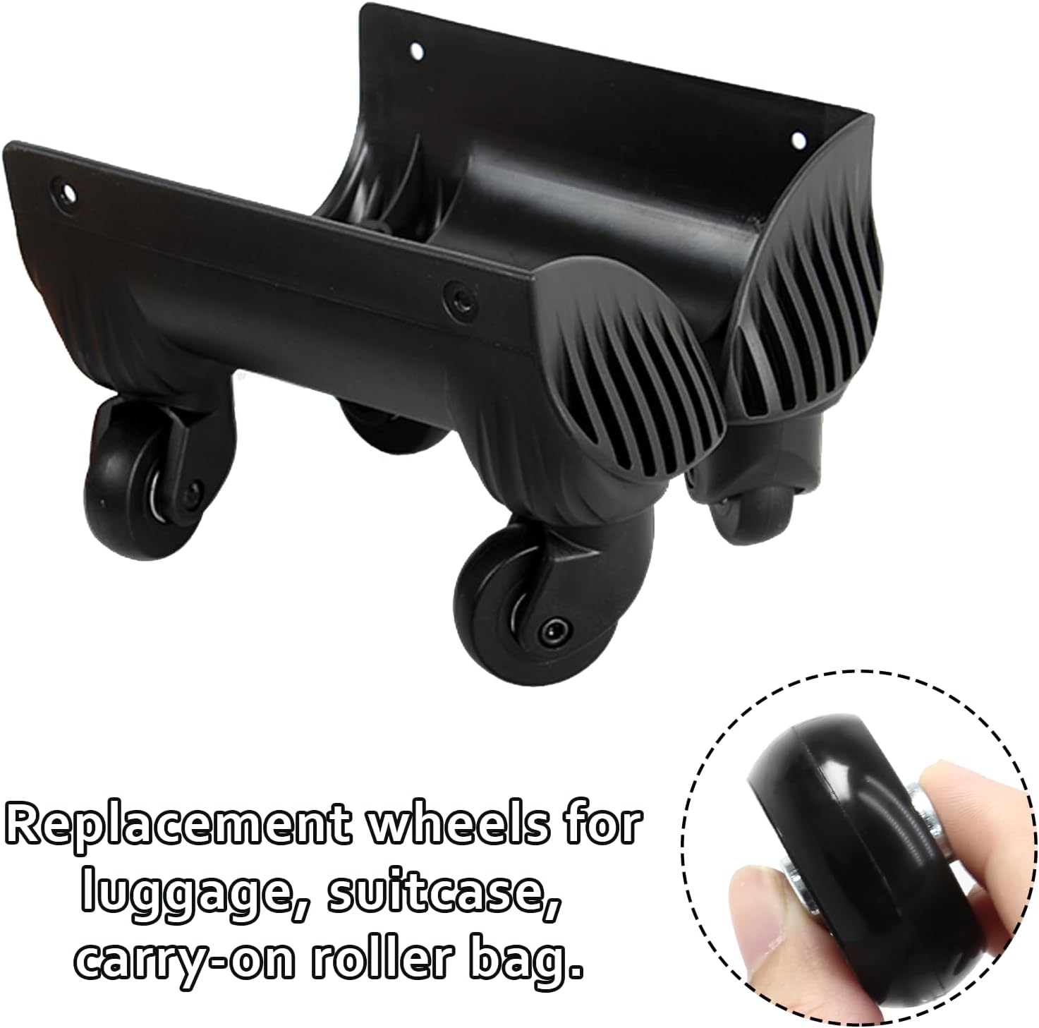 2pcs 70 x 24mm Luggage Wheels Replacement, Black Rubber Suitcase Wheels Replacement Repair Kit, Smooth Luggage Replacement Parts for Carry-on Roller Bag, Suitcase Bag, Trolley Bag - Image 3