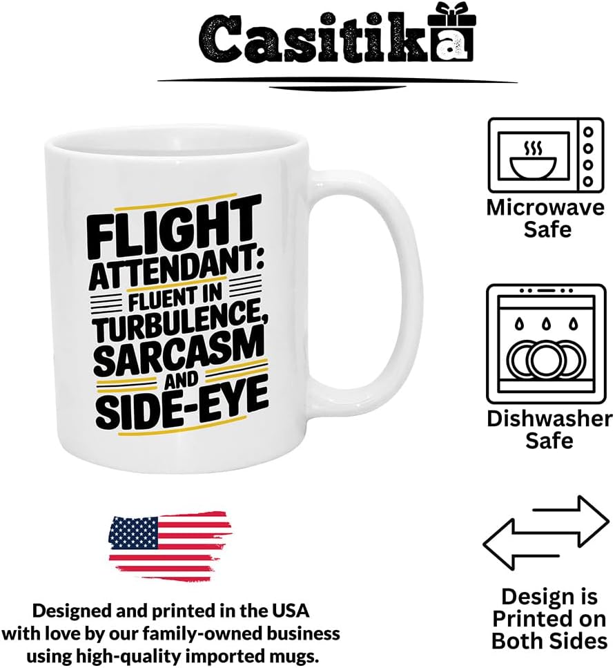 Casitika Flight Attendant Gifts. Funny 11 oz Coffee Mug for Stewardess or Cabin Crew. Gifts for Flight Attendants Women & Men. Sarcastic Aviation Cup. - Image 3