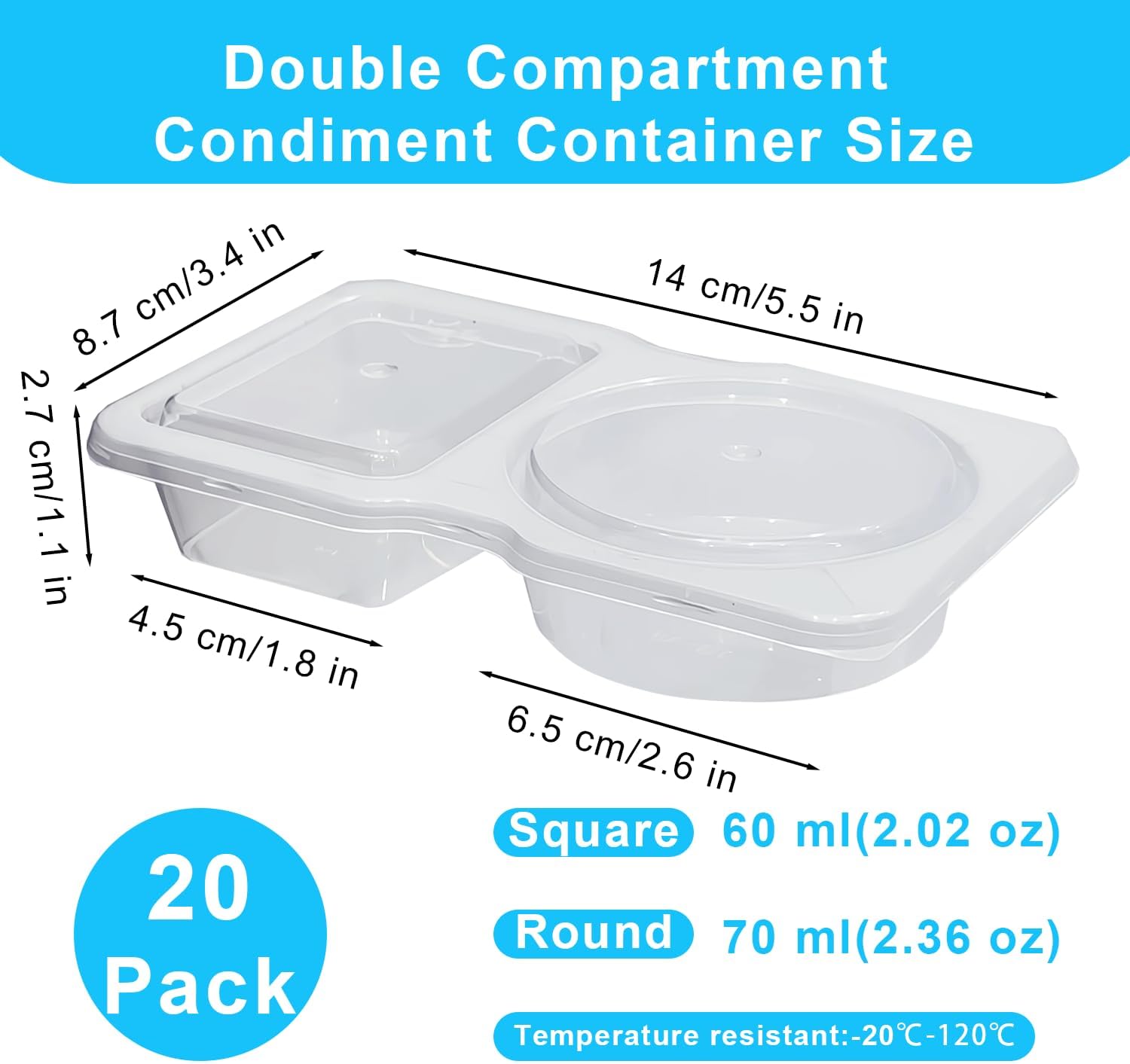 Pure Future 20-Pack Reusable Snack Containers with Lids, 2-Compartment Snackle Box Container for Meal Prep, Portion Control Snack Pack for Office, Travel & Gym, Microwave Safe (40 Pcs) - Image 3