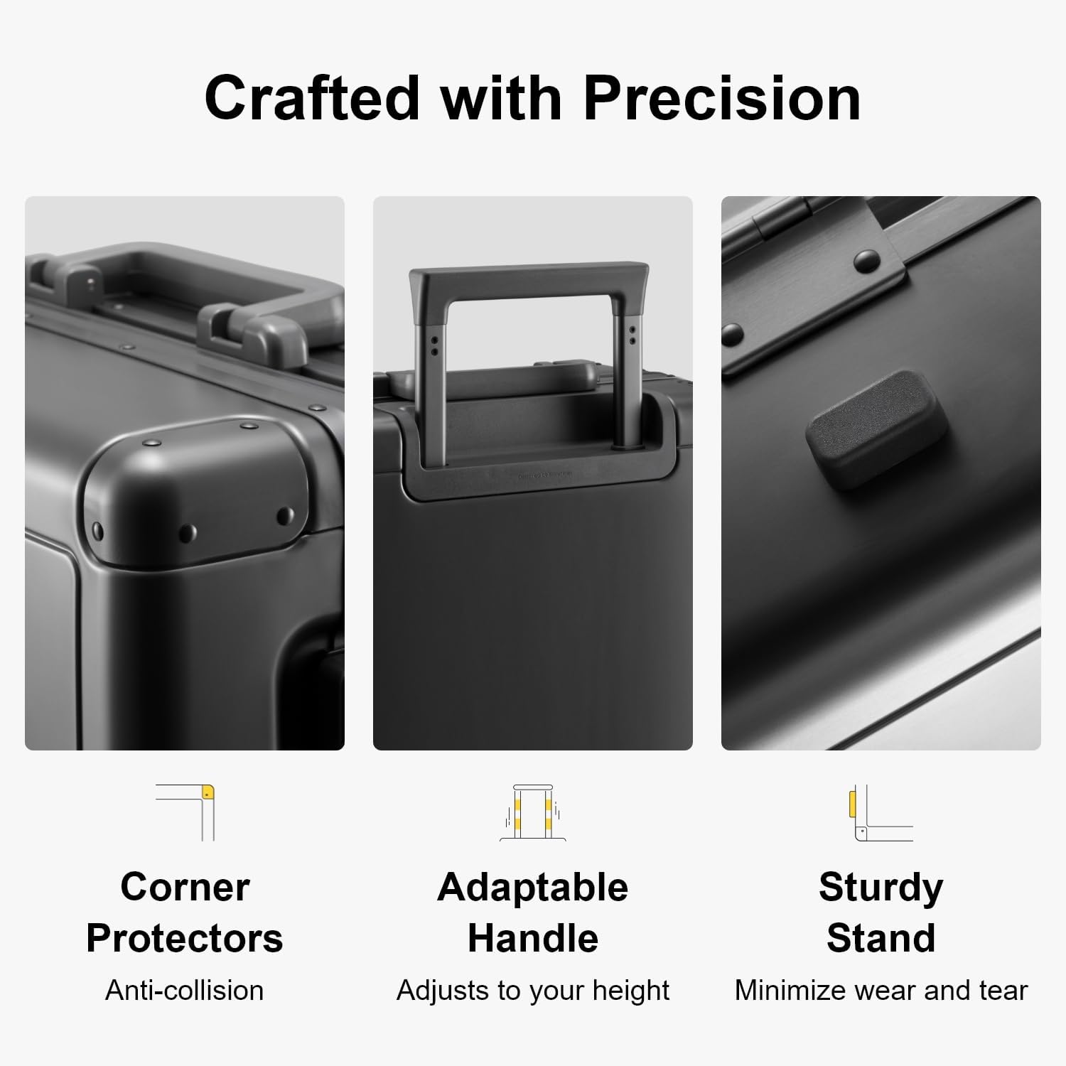 LEVEL8 Gibraltar Aluminum Zipperless Luggage 20 Inch, Hardside Carry on Suitcases with Wheels Tsa Lock, 8 Spinner Wheels, Dark Grey - Image 8