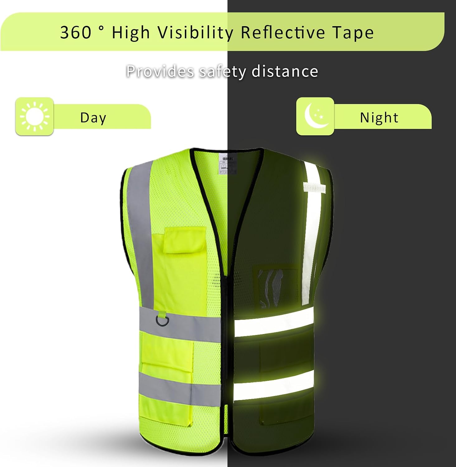 BeautyWill Custom Safety Vest logo Visibility Reflective Vest Class 2 Hi Vis Security Construction Work Vest - Image 5