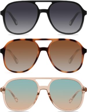 YDAOWKN Retro Square Aviator Sungla...