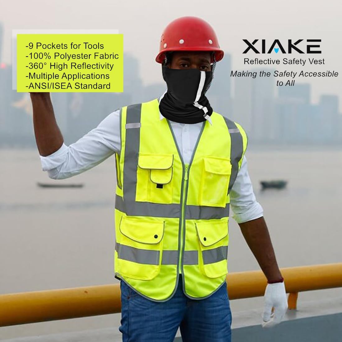 XIAKE 9 Pockets Class 2 High Visibility Reflective Safety Vest for Men Women,Meets ANSI/ISEA Standard - Image 4