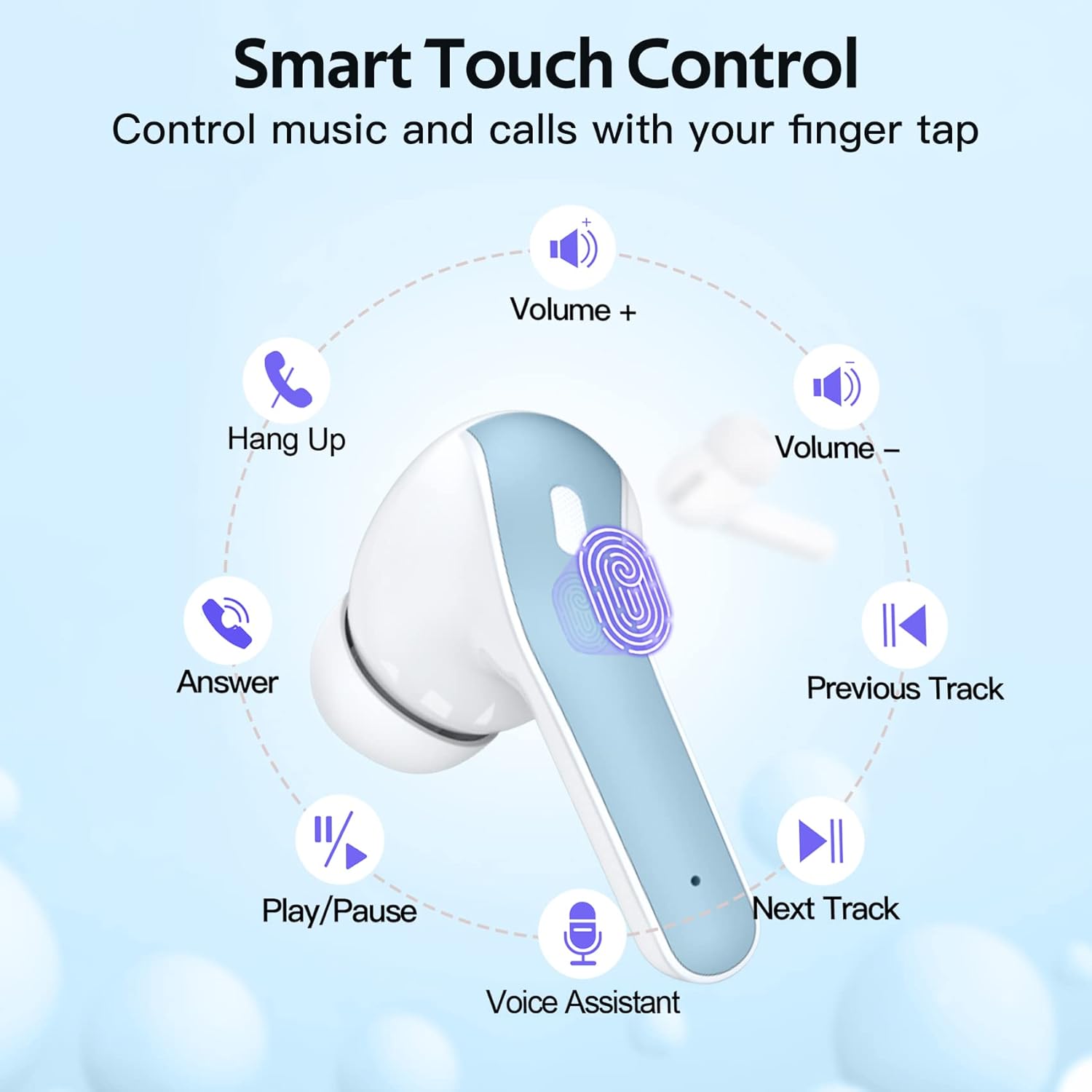 TAGRY Bluetooth Headphones True Wireless Earbuds 60H Playback LED Power Display Earphones with Wireless Charging Case IPX5 Waterproof in-Ear Ear buds with Mic for TV Smart Phone Laptop Computer Sports - Image 4