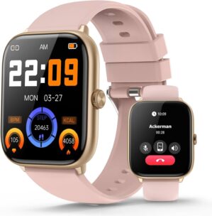 Pink Smart Watch for Women, Bluetoo...