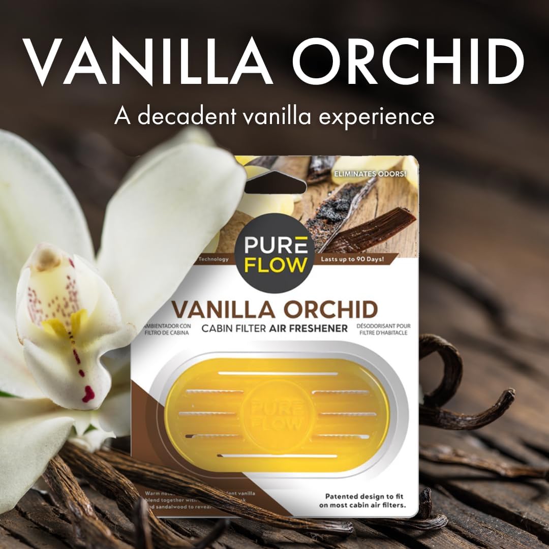 PUREFLOW Cabin Filter Air Freshener with Odor Eliminator – Fits on Most Car, Truck, and SUV Cabin Air Filters - Vanilla Orchid (1 Pack) - Image 2