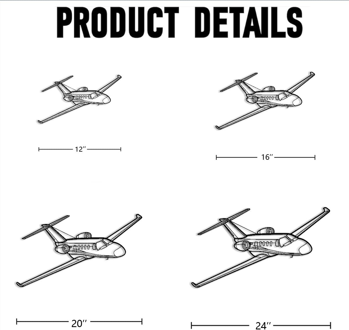 Private Jet Aircraft Metal Wall Art Decor Outdoor Decor Metal Signs Modern Minimalist Aesthetic Stunning Trendy Wall Decor for Office Living Room Apartment Wall Art (Black,12inch) - Image 2