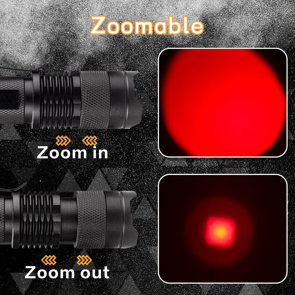 3 Pack Red LED Flashlight Single Mode Red Light Flashlight One Mode Zoomable Night Light Torch for Astronomy Aviation and Night Observation - Image 5