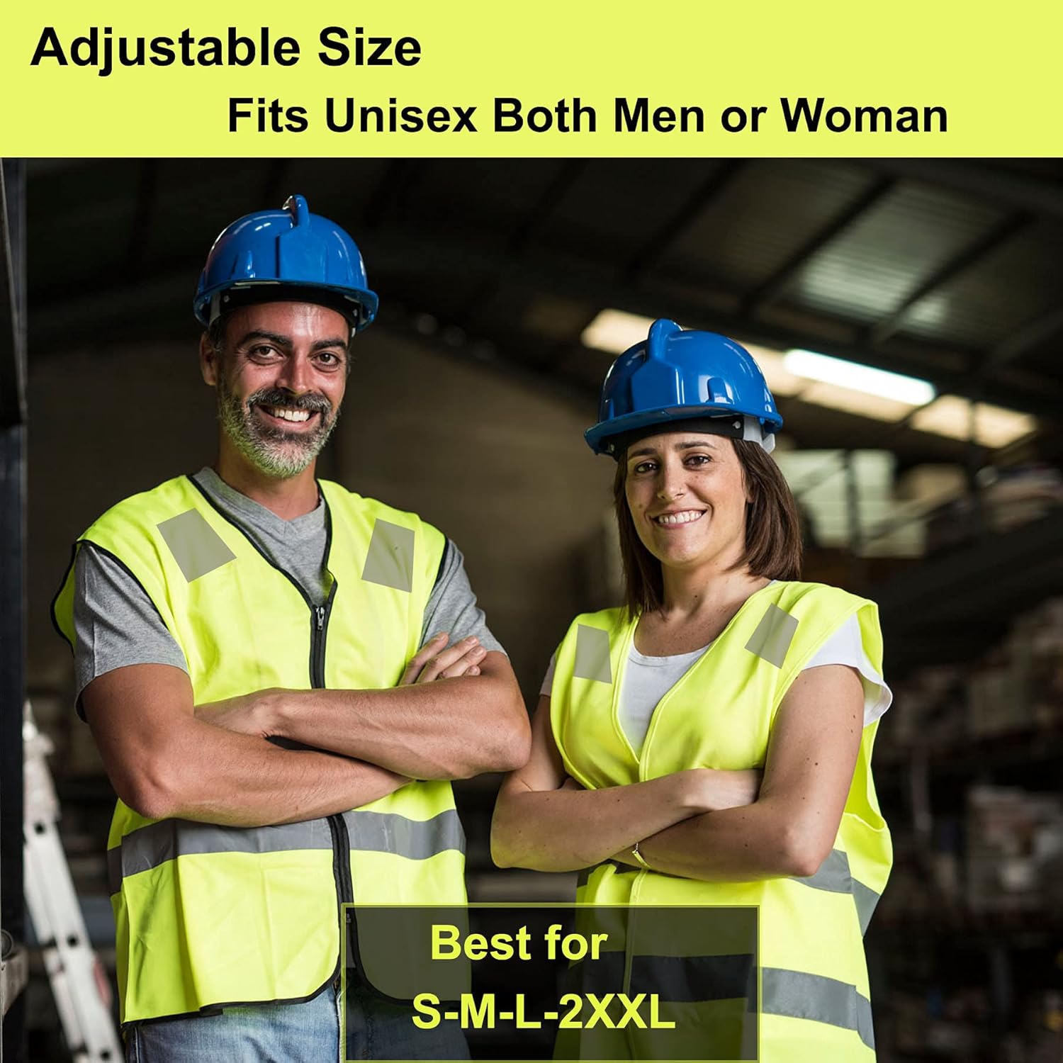 Safety Vests 10 Pack - Yellow Reflective High Visibility Construction ANSI Class 2 Work Vest for Men,Woman,Hi Vis Vest Mesh and Neon Silver Strip - Image 3
