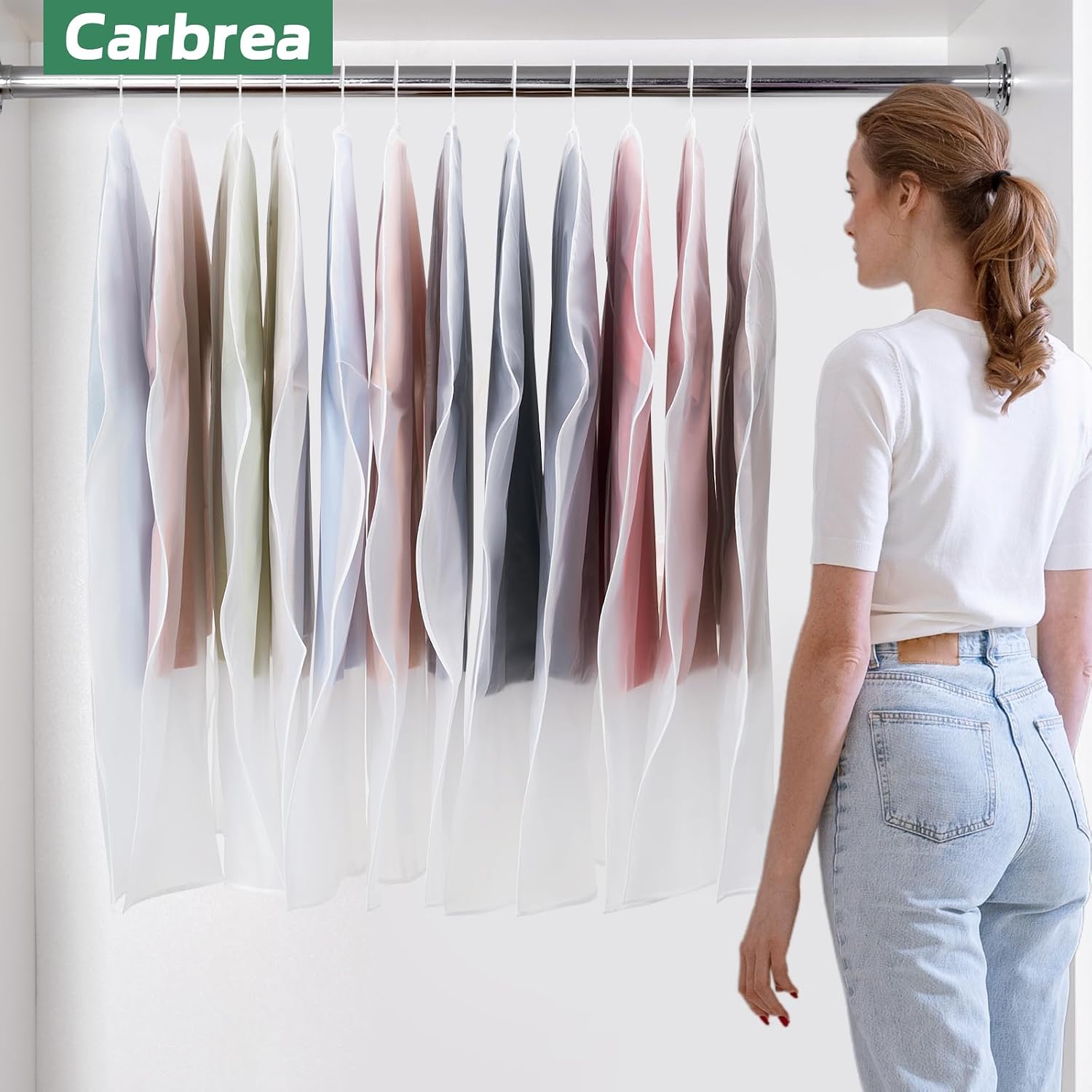 6 Pack Garment Bags for Hanging Clothes - Translucent Suit Bag for Closet Wardrobe Storage Travel - 24" x 42" - Image 7