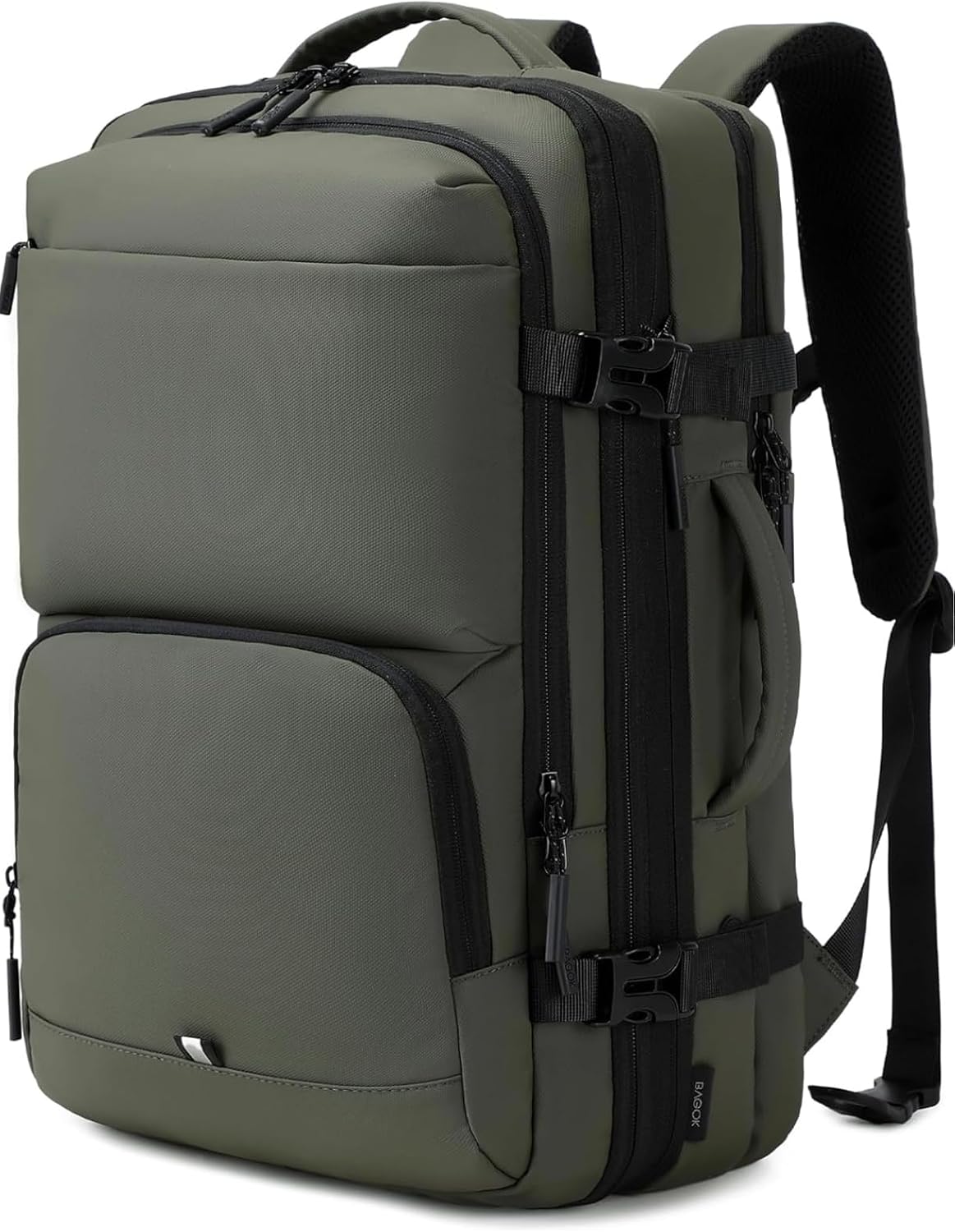 BAGOK Carry On Travel Backpack, 35L-40L Expandable Extra Large Airline Approved,Lightweight Daypack for Men and Women(Green)