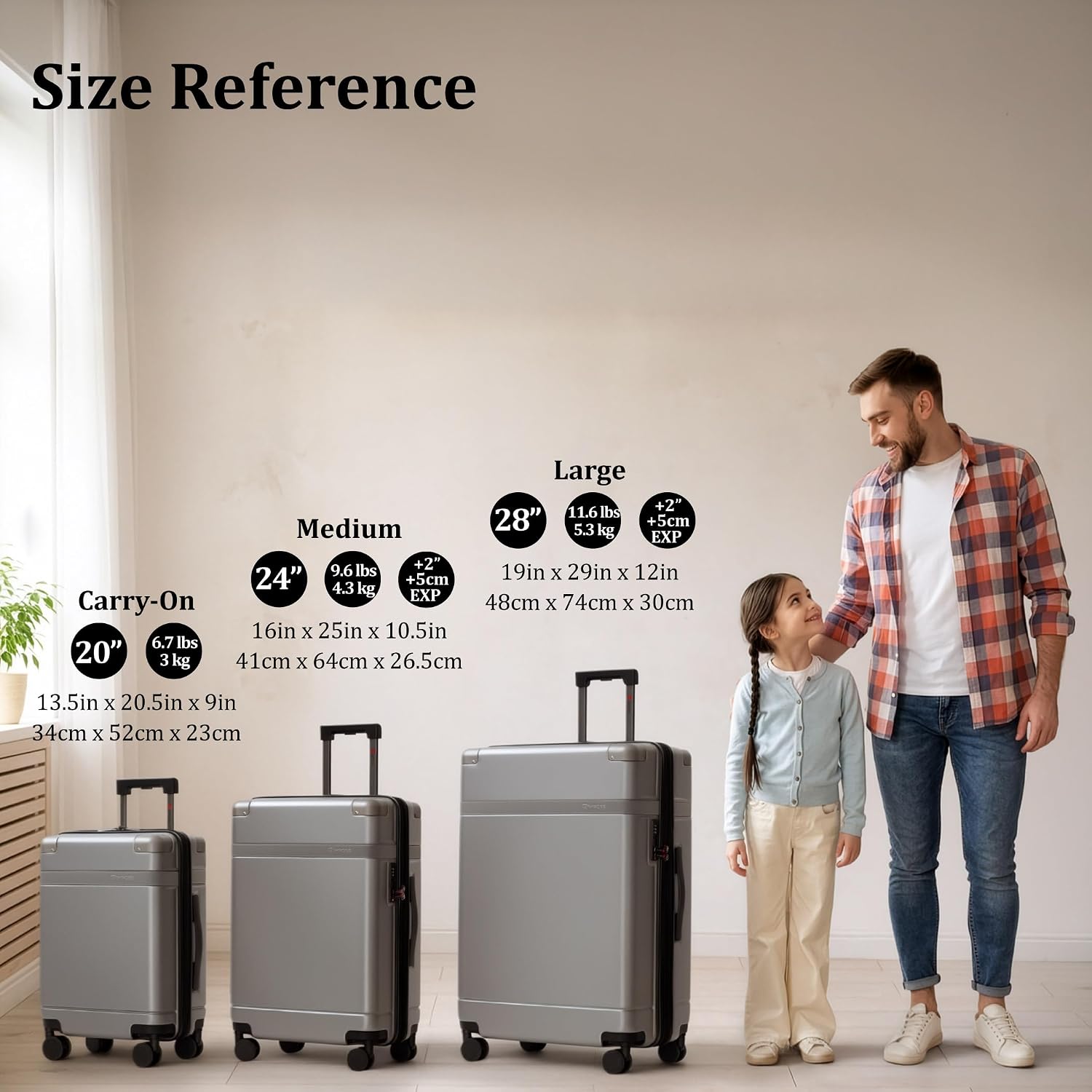 SKROSS Apex 3 Piece Hardside Luggage Set: 28 Inch Large Suitcase, 24 Inch Medium Checked Travel Luggage & 20 Inch Carry On Luggage. Hardshell Suitcases with Spinner Wheels (Silver) - Image 9