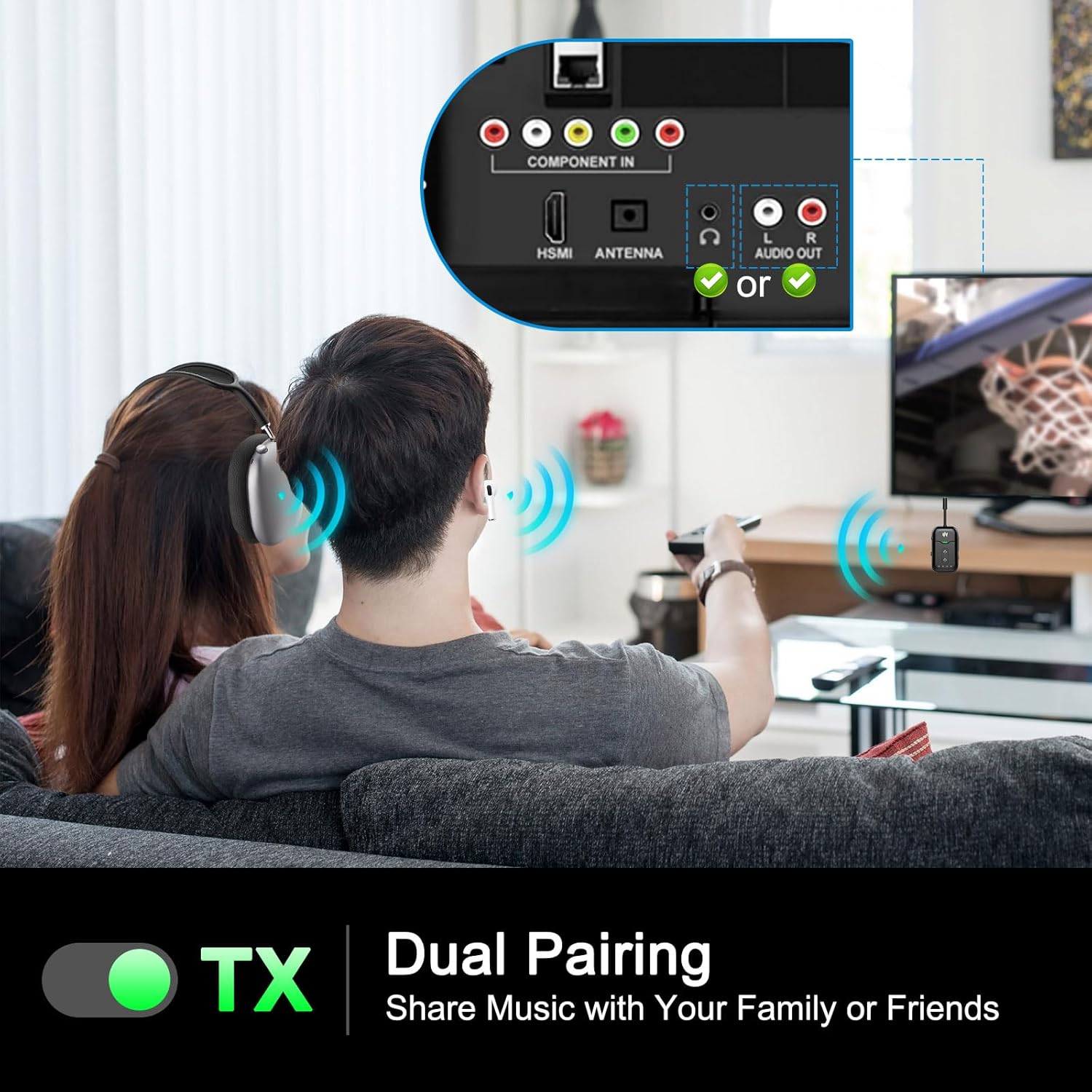 Premium Airplane Bluetooth 5.4 Transmitter Adapter,Supports 2 AirPods/Headphones 2-in-1 Bluetooth Transmitter Receiver with aptX Low Latency,Wireless Adapter for Flight,TV,Gym,Tablets Car Stereo - Image 6