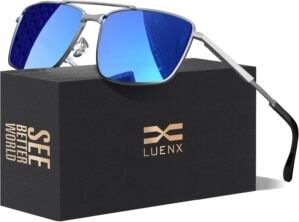 LUENX Rectangular Aviator Sunglasse...