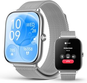Silver Smart Watch for Men Women wi...