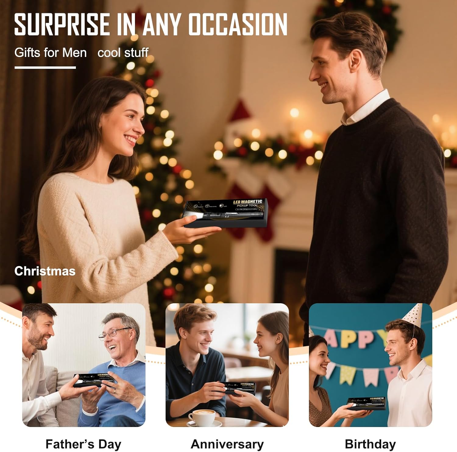 Magnetic Flashlight Fathers Day Dad Gifts for Men: Extendable Magnet Pickup Tool Gifts for Dad Telescoping Cool Gadget Christmas for Him, Husband, Handyman - Image 4